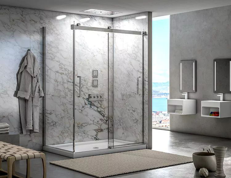Fleurco Mercury 2 Sided Frameless Sliding Doors In Chrome