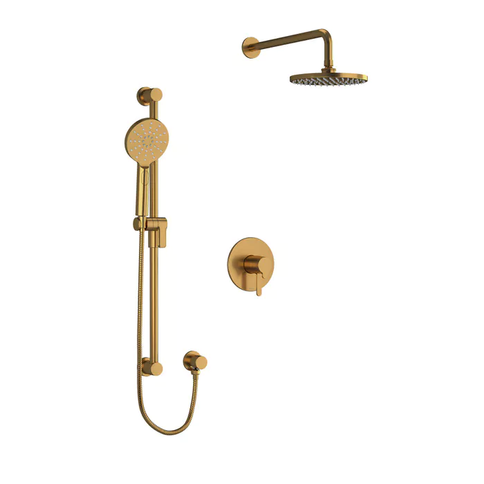 Riobel KIT323NBBG Nibi 2-Way Shower System With Hand Shower Rail And Shower Head In Brushed Gold