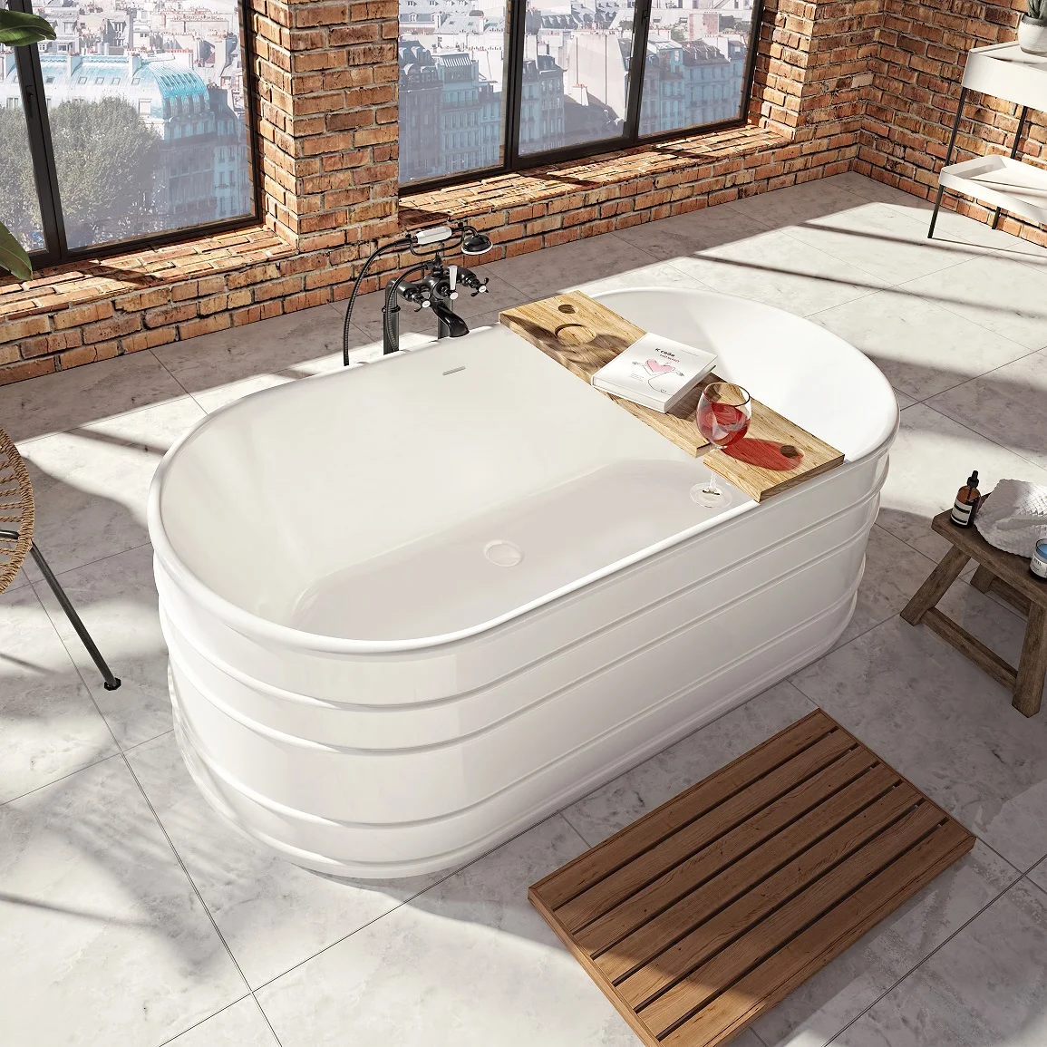 Produits Neptune 220321 Batumi 6731 Acrylic Freestanding Bathtub in White