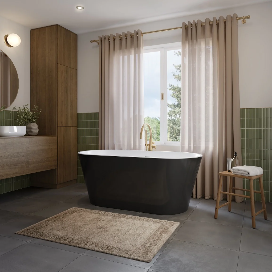 Produits Neptune Riga Acrylic Freestanding Bathtub in Black Finish