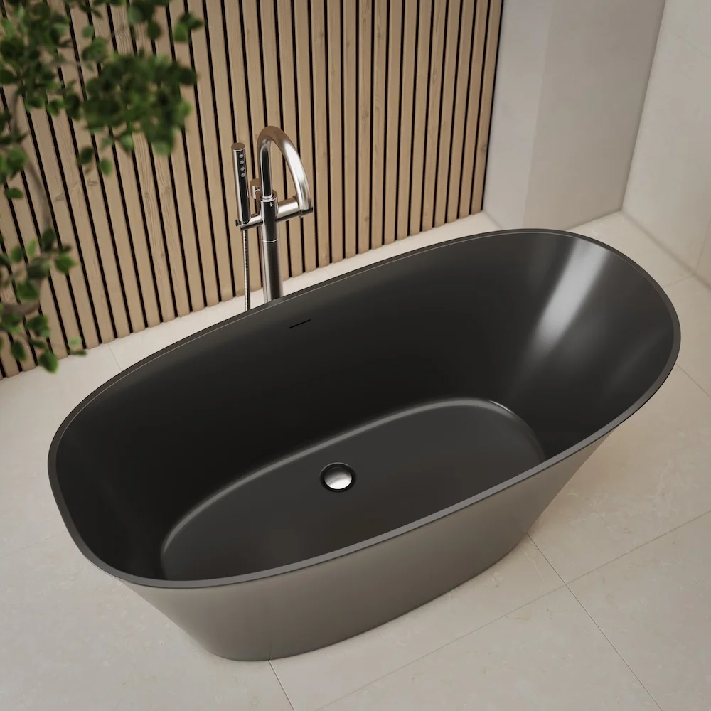 BainUltra Zenora 6030 Freestanding Soaker Tub In Glossy Black Finish