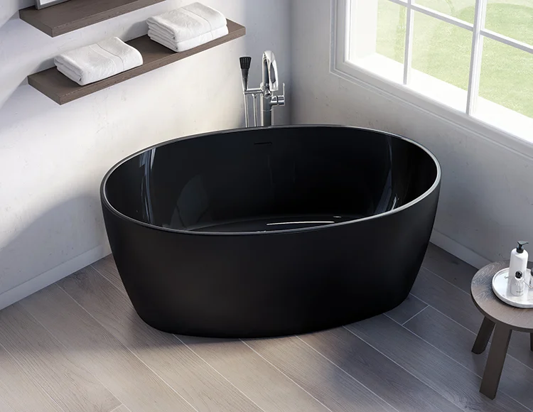 Fleurco BVO5531-33MG Petite Aria Voce Black Freestanding Tub