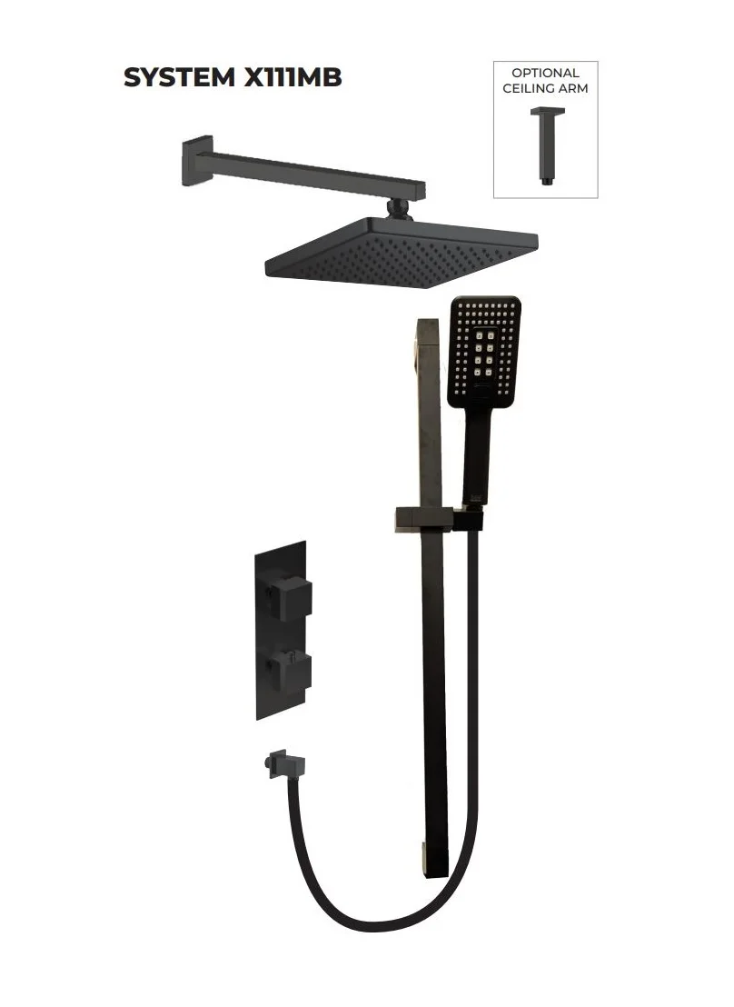 Aquadesign X111MB Matte Black Shower Kit - In-Stock Special
