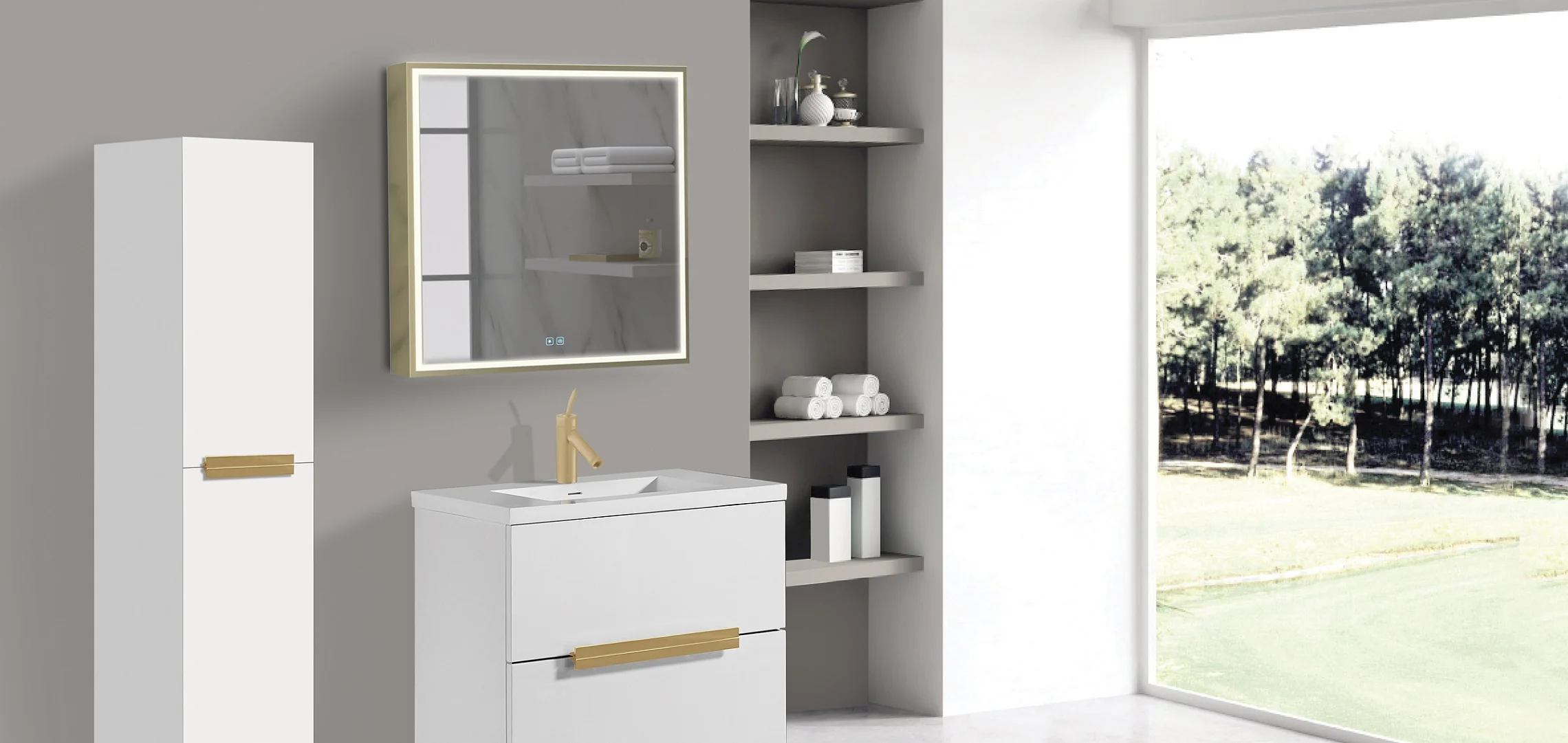 LED Medicine Cabinet Above Bathroom Vanity