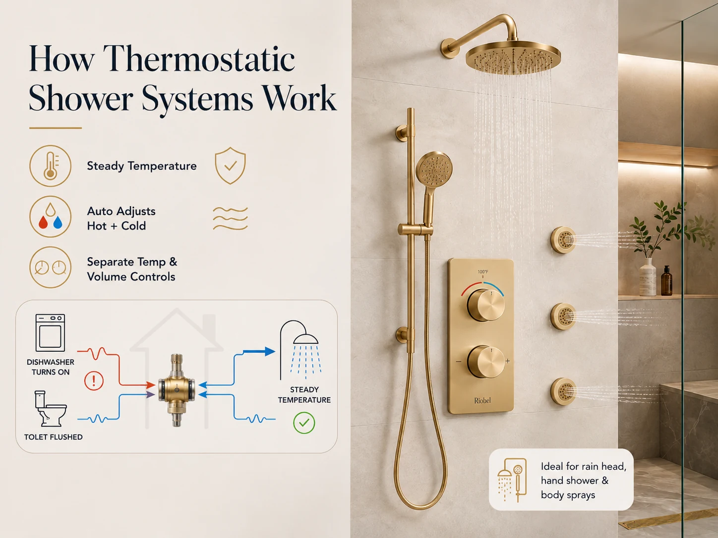 How thermostatic shower systems work to maintain consistent water temperature